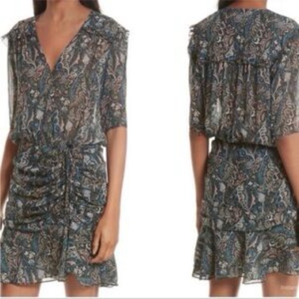 Veronica Beard Dakota Ruched Silk Mini Dress Size 10